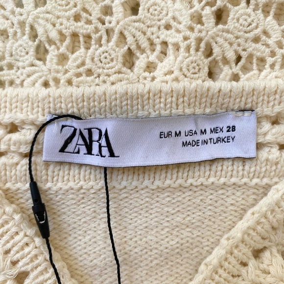 Zara NWT Cream Crochet Bustier Peplum Cami Top, Size M - Picture 4 of 9